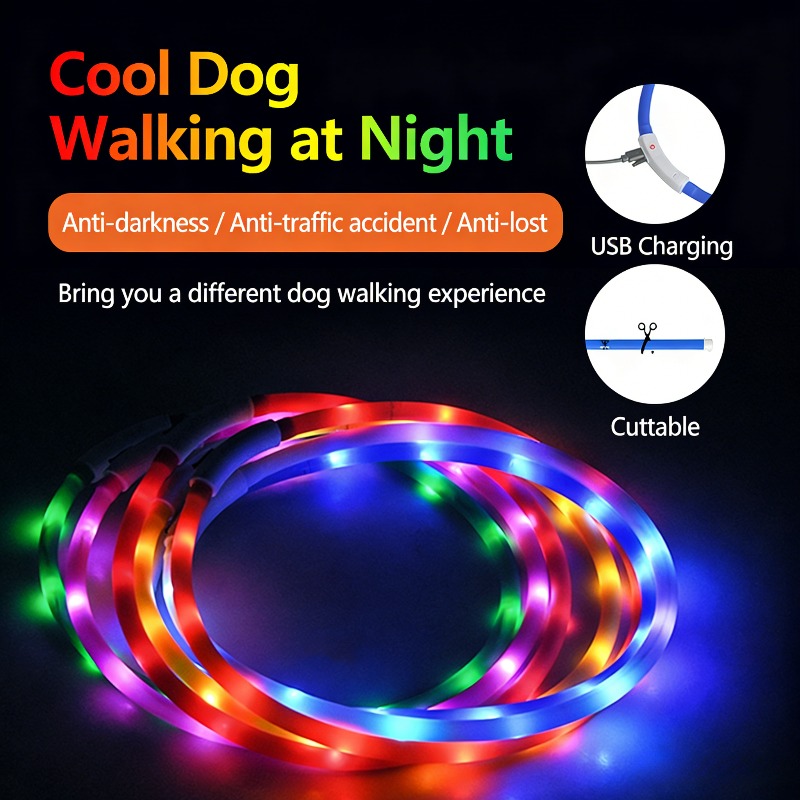 Led Dog Collar Glowing Rechargeable Usb - Collar LED Recargable por USB para