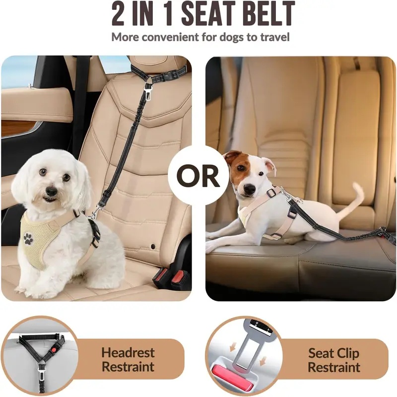 Dog Seat Belt Harness Safety Tether - Cinturón de Seguridad para Perros en