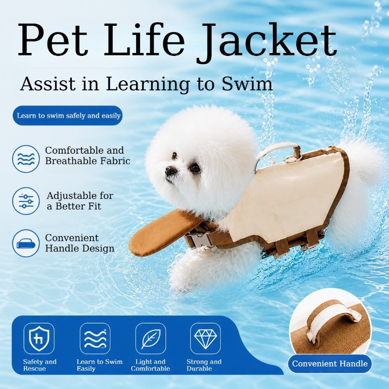 Dog Life Jacket Vest Buoyancy Handle - Chaleco Salvavidas para Perros con Asa