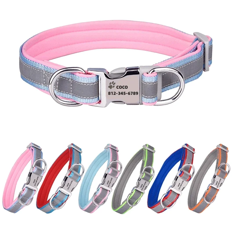 Collar de perro personalizado  - Reflective Dog Collar Personalized Engraved reseña y precio