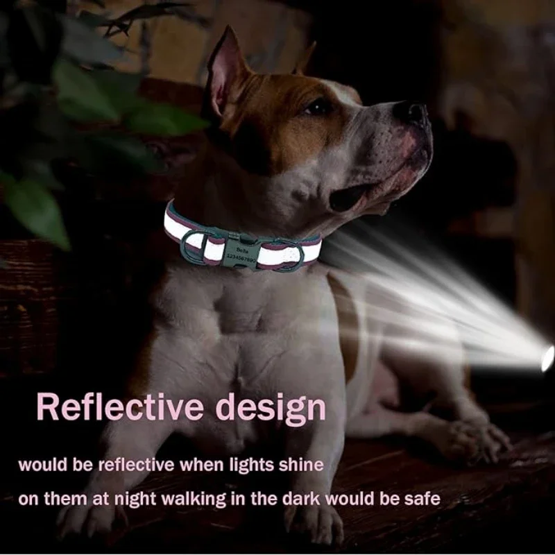Collar de perro personalizado  - Reflective Dog Collar Personalized Engraved reseña y precio