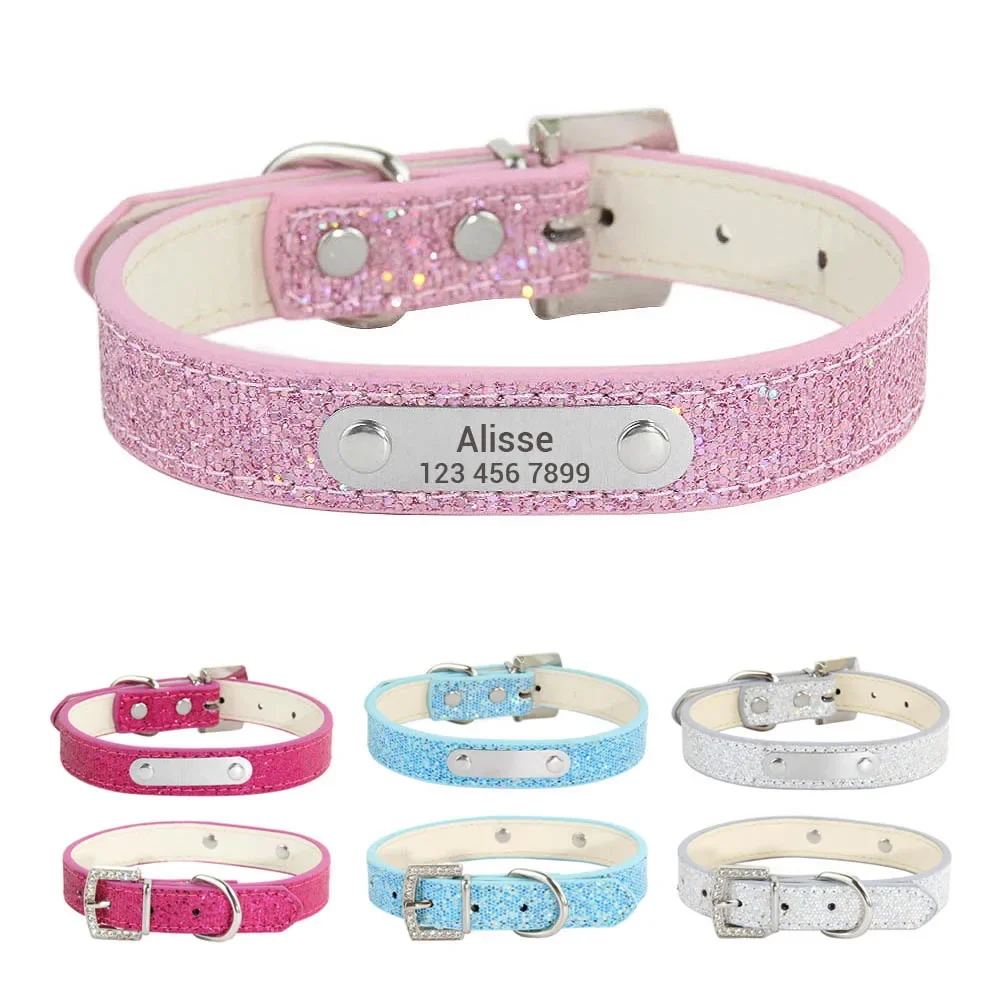 Collar de perro de cuero brill - Reflective Dog Collar Personalized Engraved reseña y precio
