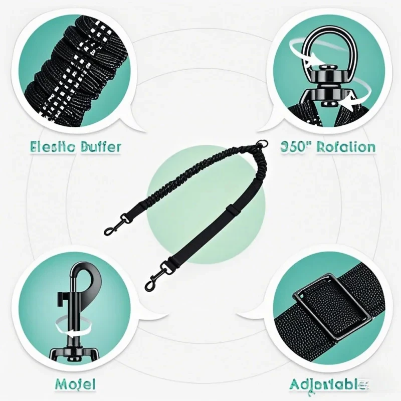 Correa doble para perros con s - Bungee Dog Leash Shock Absorbing reseña y precio